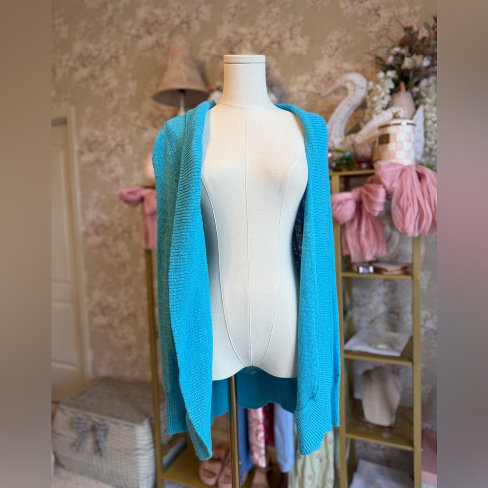 Lilly Pulitzer Turquoise Open-Front Women's Cardigan Sweater